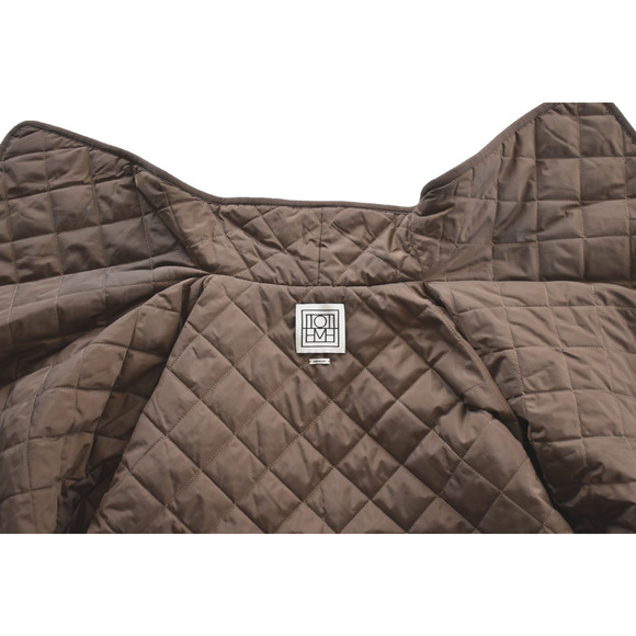D0 NEW TOTEME Brown Signature Quilted Snap Closure Slit Sides Long Coat Size XXS - Picture 6 of 8